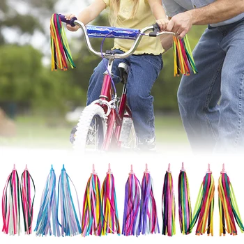 1 Par de Niño arco iris Bicicleta Serpentinas para Niñas Niños Niños de la Borla de los Scooters de Cintas en Bicicleta Manillar Serpentinas de Cintas