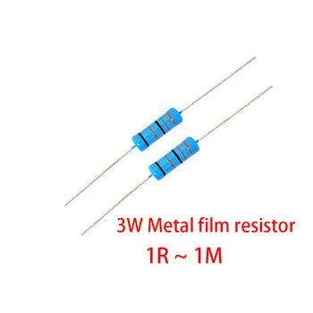 10pcs 3W resistor de película Metálica 1% 1R ~ 1M 1R 4.7 R 10R 22R 33R 47R 1K 4.7 K 10K 100K 1 4.7 10 22 33 47 4K7 ohm