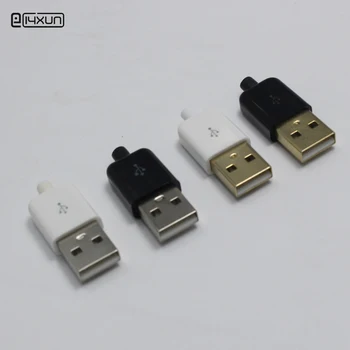 10pcs BRICOLAJE USB 5Pin Tipo de la Soldadura Enchufe Masculino del Conector de 3 en 1 de Níquel-plateado Chapado en Oro Adaptador para el iphone 4 de Apple