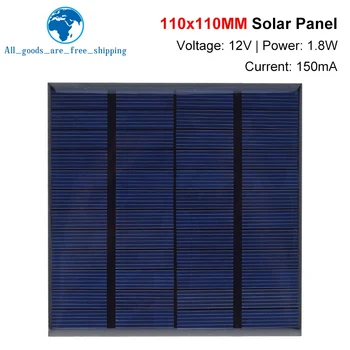 12V 1.8 W 150mA Mini Panel Solar 110X110MM de la Célula Solar de BRICOLAJE Para que la Luz del Teléfono Celular de Juguetes Cargadores Portátiles de Alta Calidad DIY Educación