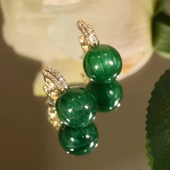 2023 Nueva Sauce Perla Verde Pendientes De Perlas Parte De Las Niñas De Lujo, Accesorios De Corea Joyería Elegantes Aretes Para Mujer Regalo