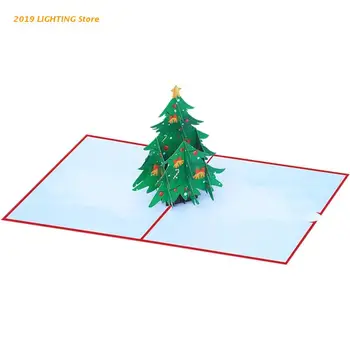 3D hechos a Mano de las Vacaciones de Navidad Tarjetas para los Adultos o los Niños, Árbol Verde 5x7inch Amor de Papel Árbol de Navidad Pop-Up Tarjetas de Toda Ocasión