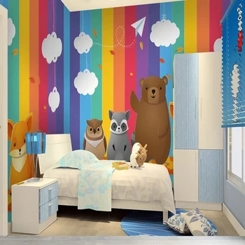 3D personalizado de la Foto de fondo de pantalla Colorido arco iris Animal de la Sala infantil de la Pared de Fondo de la Pintura Papel De Parede de Fresco, Decoración para el Hogar Arte