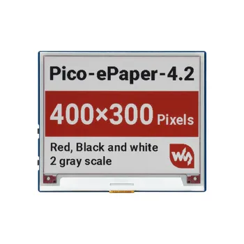 4.2 pulgadas de E-Paper E-Ink Módulo de Visualización (B) para Raspberry Pi Pico, 400×300, Rojo / Negro / Blanco, SPI