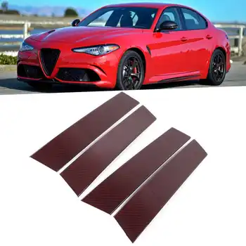 4 piezas de Fibra de Carbono B-Pilares Recorte de Ventana de Coche Decorativo Adhesivo apropiado para Alfa Romeo Giulia 2015-2020