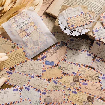 40pcs/pack de correo Aéreo Carta Material Pegatinas DIY Scrapbooking Diario Deco a la Basura Diario de Papelería de Estilo Vintage Tarjeta de Pegatinas