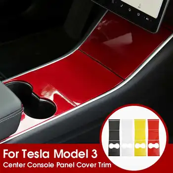4pcs Coche de la Consola central, Panel de Cubierta de Pegatinas Para el Tesla Model 3 diseño de Fibra de Carbono Decoración de la etiqueta Engomada de Accesorios Para el Modelo 3