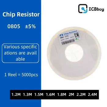5000PCS 0805 Resistor SMD Precisión de 5% 0 ohm ~ 10M ohm 1.2 M 1,3 M 1,5 M 1.6 M 1.8 M 2M 2.2 M 2.4 M