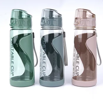 570 ML de Plástico Kawaii Botellas de Agua Libre de BPA Deportes al aire libre de Agua Taza de Agua Taza de Estudiante Portátil Botella con Asa Cristalería