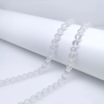 6-10mm Natural de la piedra preciosa de la Ronda de Corte de Cuarcita Blanca de la Pulsera del Collar de los Pendientes de la Joyería de BRICOLAJE de Energía de Cristal Saludable Yoga