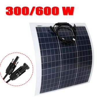 600W/300W Semi-flexible paneles Solares Monocristalinos de BRICOLAJE Impermeable Recargable de Células Solares Sistema de Alimentación Kit para el Coche RV Roat