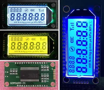 6PIN TN Positiva De 6 Dígitos Segmento Panel LCD de la Pantalla del Módulo de PCF8576 de la Unidad de IC Blanco/Azul/Amarillo / Verde luz de fondo de 3.3 V de la Interfaz I2C