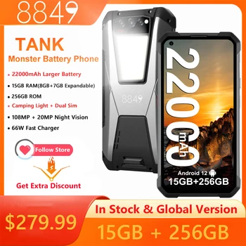 8849 Por Unihertz Tanque Smartphone Resistente de 15 gb 256 GB 22000mAh Batería 108MP de Visión Nocturna G99 Teléfono Móvil al aire libre teléfono Móvil