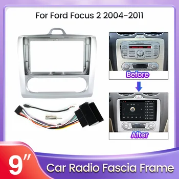 9 Pulgadas de Radio de Coche de la Fascia Marco para Ford Focus 2004-2011 Audio del DVD de Instalación de ABS Plástico de la PC Avión Embellecedor de la placa frontal del Adaptador de Cable de