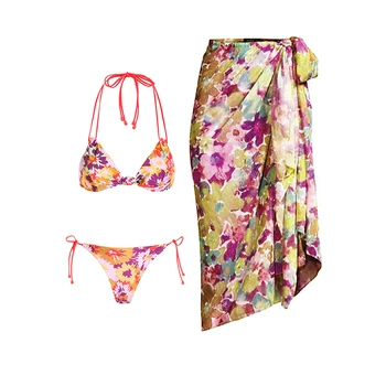 ace-Dos-Pieza Sexy Extrema Bikini estampado de flores Y Cubrir Vacaciones junto al Mar de trajes de baño Traje de baño de Diseño