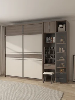 Armario con puertas correderas hogar dormitorio moderno simple armario de puerta corredera Nórdicos gabinete de almacenamiento
