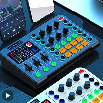 Audio en vivo de la Tarjeta de Sonido Mezclador de DJ Studio Grabadora Profesional de Bluetooth Inalámbrico De Micrófono Micrófono para el Teléfono Celular de la PC en Streaming