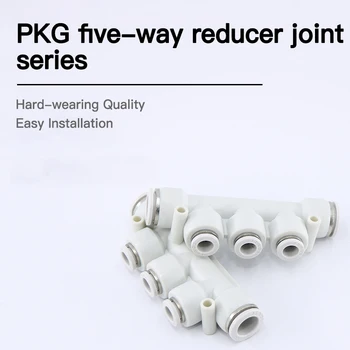 Blanco PKG Rosca de Cinco Variable Diámetro Rápido Conjunta Neumático Elemento Rápido Traqueal Conector OD 4 6 8 10 12 mm
