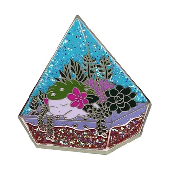 Brillo de la Pirámide de Suculentas Terrario Esmalte Pin Botánico de Arte Floral Regalo Perfecto para los Amantes de las Plantas!