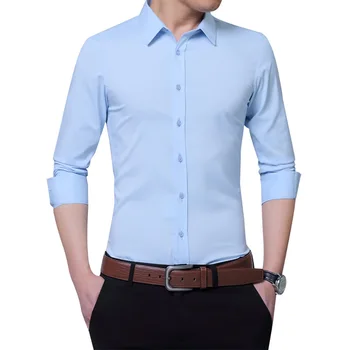 Camisas de hombre de Moda de la Nueva Llegada de Manga Larga de la Camisa Casual Slim Fit de Hombre de Negocios, Vestido de Camisa de la Ropa de los hombres Más Tamaño 5XL
