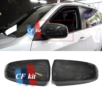 CF Kit Real de alta Calidad de Fibra de Carbono de la Vista Posterior de la Cubierta del Espejo Lateral Cubierta de Pegatinas Para BMW E70 E71 X5 X6 Espejos de Coche de Estilo