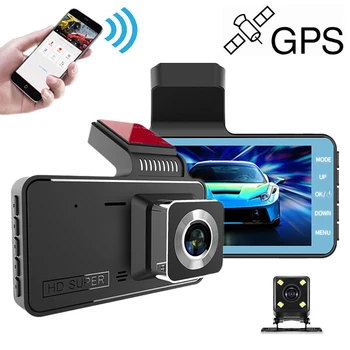 Coche DVR de WiFi Full HD 1080P Dash Cam de la Vista Posterior del Vehículo de la Cámara de Vídeo Grabadora de Caja Negra Auto Dashcam del Perseguidor de GPS de Coche Accesorios