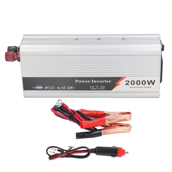Coche Inversor de Potencia de 2000W 12V DC a AC 220‑230V con USB de 5V de Salida de la Onda Sinusoidal del Convertidor de Potencia