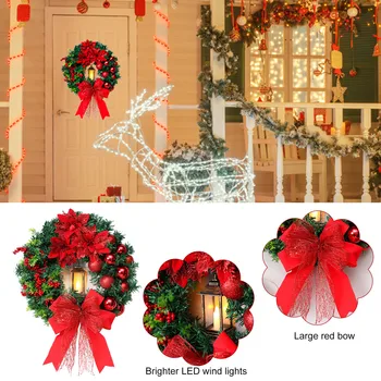 Corona de navidad con la Lámpara de la Iluminación del LED Wreathings Creativo Festivo Garland Adornos de la Fiesta de la Decoración Suministros