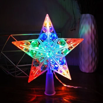 De Estilo nórdico Árbol de Navidad Adorno de Estrella con Luz LED Alimentado por Batería de Imitación de Perlas de Cristal Árbol de Hadas de la Lámpara de Parte de la Decoración