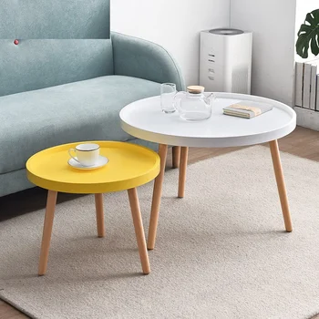 De madera maciza moderno lado de la mesa pequeña y redonda mesa de té de conjuntos de mesas de café de interior muebles de la sala