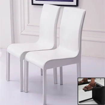 De moda y Moderno Simple de Cuero de Silla de Comedor del Hotel Silla de Comedor Muebles de Oficina en Blanco y Negro Taburete Respaldo de Muebles