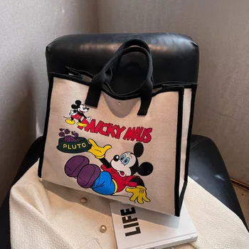 Disney Mickey Mouse de Gran Capacidad de la Bolsa de las Mujeres del Verano de la Nueva Bolsa de tela Japonesa de dibujos animados Bolsa de Hombro de la moda Bolso de mano 39x31x15cm