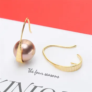 DIY Perlas de Jade Accesorios S925 Plata Exquisita Gancho para la Oreja Pendientes Vacío Ajuste 11-13mm Perlas