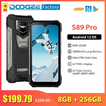 DOOGEE S89 Pro 12000mAh de 65W Batería de Carga Rápida Smartphone 64MP Cámara 8GB 256GB Teléfono Móvil 6.3 Pulgadas Android 12 teléfonos Celulares
