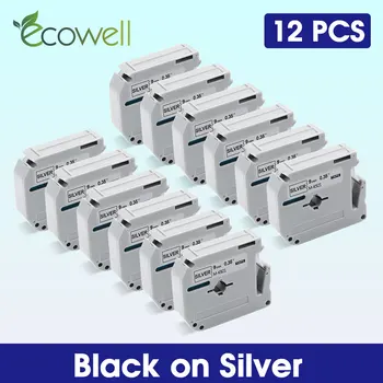 Ecowell cinta de la Impresora MK921 MK-921 Para el Hermano MK 921 M-K921 9 mm mk etiqueta de cintas Negras en la Plata para el Hermano P Toque label maker