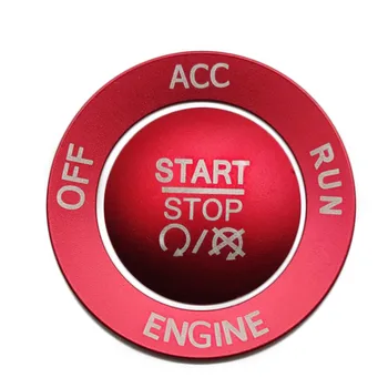 El arranque del motor Botón de Parada de la Perilla de la Cubierta + Anillo de Accesorios decorativos para 2015-2020 Dodge Challenger Cargador ((Rojo))