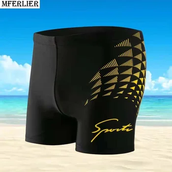el verano de los hombres pantalones cortos de natación Geométricas Elástica plus tamaño 5XL bañador Transpirable playa de Hawaii natación boxers