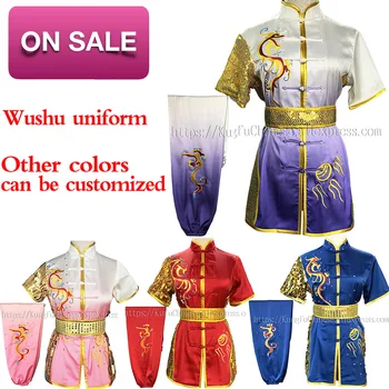 [En venta] Kungfu uniforme de Wushu de la prenda Changquan ropa taolu ropa Dragón bordado para hombre mujer niño niña niños adultos