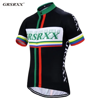 GRSRXX Hombres de Bicicletas Jersey MTB Downhill Camisetas de Verano Anti-UV de Manga Corta Bike Wear Jersey de Ciclismo Varones Equipo de Carreras de Uniforme