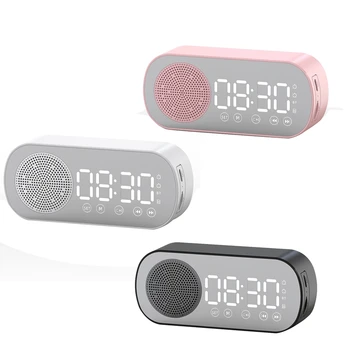 Inalámbrica Bluetooth Altavoz Radio Reloj con Alarma Dual Soporte de Tarjeta TF de la Barra de sonido Digital de Alarma De la Oficina en Casa