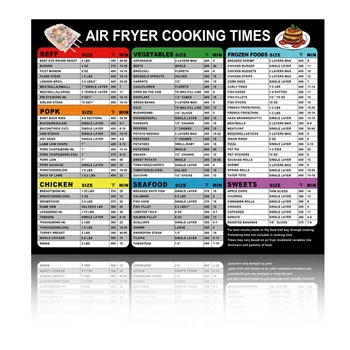 La AirFryer Magnético Cocina Aire Freidora Accesorios Tiempo de Cocción Guía de Referencia Rápida de la Hoja de la Deliciosa Comida