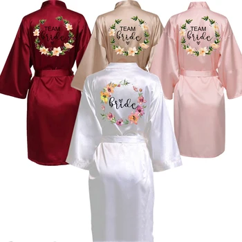 La Fiesta de la boda Equipo de Novia Bata Kimono de Satén Pijamas de Dama de honor Albornoz SP073