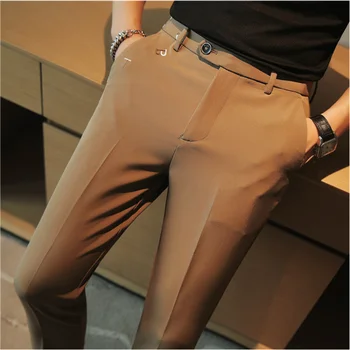 La moda de la Carta de Bordado Traje de Pantalones para los Hombres de Negocios Casual Slim Pantalón de Vestir Slim Oficina Sociales Traje de Pantalones de los Hombres Ropa de 2023