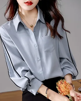 La moda de lujo de las señoras camiseta de Francia estilo de la mujer de la impresión blusa de Primavera Verano de manga Larga Tops blusa mujer