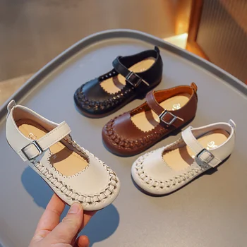 La niña de los Zapatos de Cuero de Primavera y Otoño, la Nueva Princesa de los Zapatos de los Niños de Moda de Suela Blanda Zapatos Cómodos