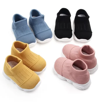 Los niños y las Niñas Zapatos de Nuevo Tejido de Punto Transpirable Zapatos para Caminar antideslizante Zapatos de Bebé de la Primavera Casual Zapatos de Moda