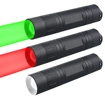 Mini Verde/Rojo/Blanco XPE LED Linterna de LED Multi-función 1 Archivo en Modo de Lámpara Ajustar el Enfoque Táctico de Caza de la Antorcha