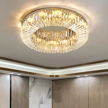 Moderno de Cristal LED Lámpara de Techo Para el Dormitorio, Sala de estar Estudio Techo de la Casa de Cromo de la Decoración de la Ronda de Iluminación de la lámpara Luminaria
