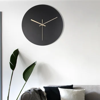 Moderno norte de Europa minimalista sala de estar reloj de pared de metal negro sin reloj digital del hogar circular individuales