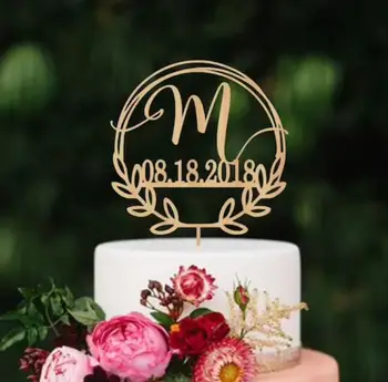 Monograma pastel de bodas topper con fecha Inicial de wedding cake toppers, Única wedding cake toppers, Una Carta de Topper de la Torta, P